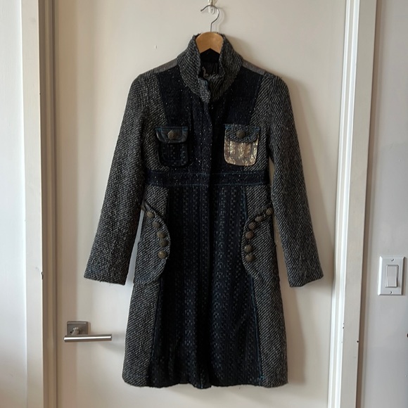Desigual Metallic Wool Coat - Picture 1 of 8